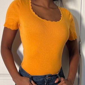 Anne Taylor Orange Short Sleeve Blouse